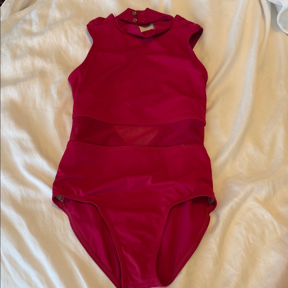 Balera Kids Red dance leotard with Mesh Detail medium child street size 8